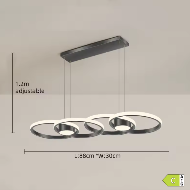 Lâmpada Pendente Circular 4 Anéis Prateado