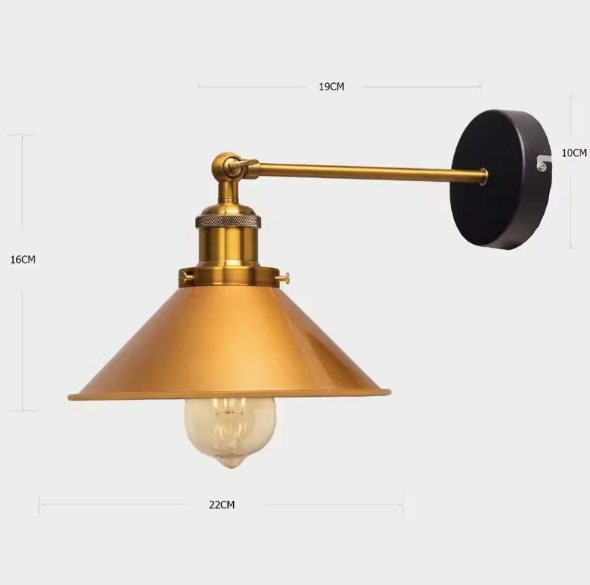 Lâmpada Retro de Parede Dourado