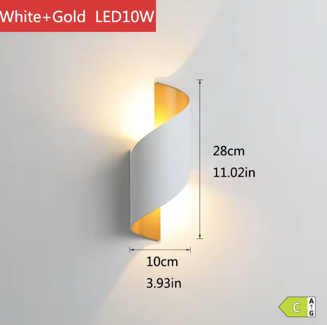 Lâmpada de Parede Curvada Branco e Dourado